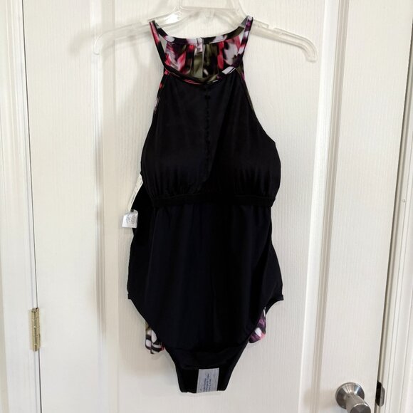 Magicsuit by Miraclesuit Aubrey Flutter Swimsuit 1-PC Black Multi Size 14 NEW - Picture 6 of 8